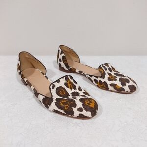 J.Crew Collection Leopard D'Orsay Flats Size 9.5 Made in Italy